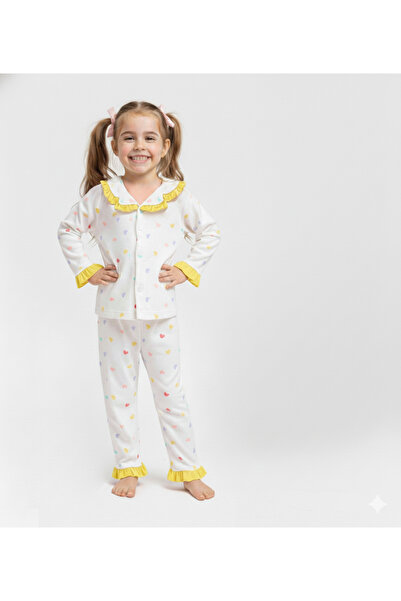 Bebelove Girl's Combed Cotton Pajamas with Buttons – Soft Fabric, Ruffled Pattern Transitional Sets