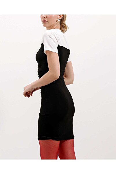 Modamorfo 2472 Μίνι Φόρεμα Μαζευμένο - Μαύρο