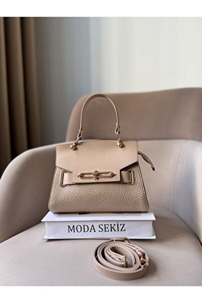 Moda Sekiz Women's Premium Quality Lock Detail Accessory Crossbody Hand and Shoulder Bag