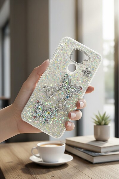 TeknolojiDepom Xiaomi Redmi Note 9 Airbag Tasarımlı Kelebek ve Kalp Kabartmal...