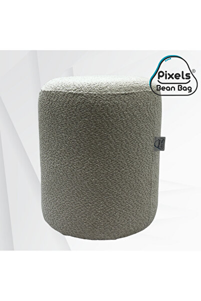 PixelsBeanBag Large round ottoman in boucle fabric from Pixel Bean Bag, for living room and bedroom