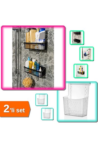 HerEveOyuncak 2 Adet Plastik Yapışkanlı Mutfak Rafı + Dolap Kapağına Asılabil...