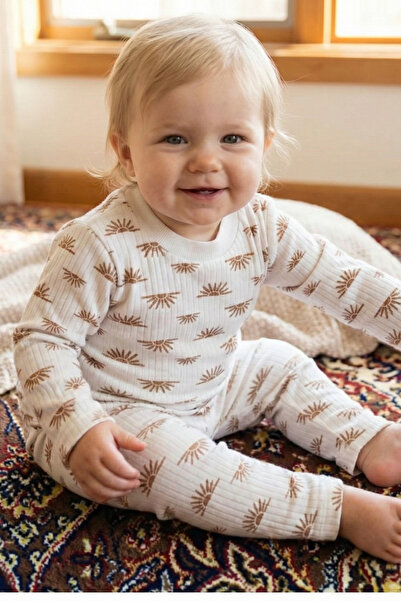 BUUFUU Children's Suit Cotton Long Sleeve Sun Patterned 1-3 Years Old