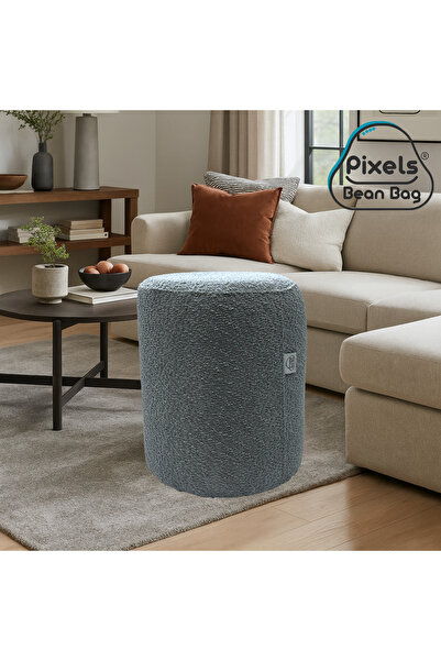 PixelsBeanBag Large round ottoman in boucle fabric from Pixel Bean Bag, for living room and bedroom