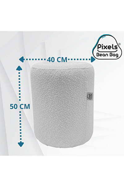 PixelsBeanBag Large round ottoman in boucle fabric from Pixel Bean Bag, for living room and bedroom