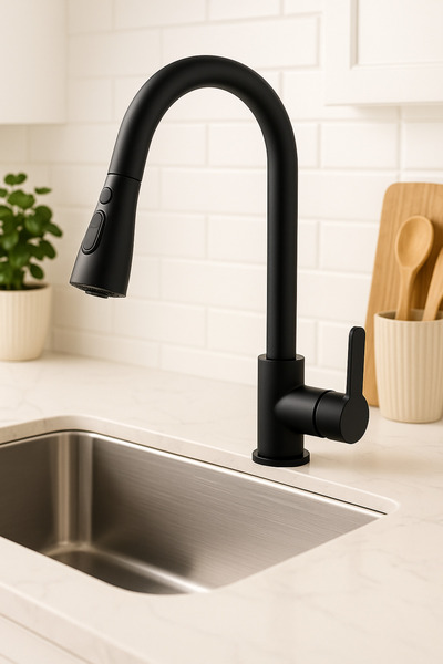 banyosepeti 360 Spiralli Mutfak Eviye Bataryası – Krom / Mat Siyah / İnox – 3...