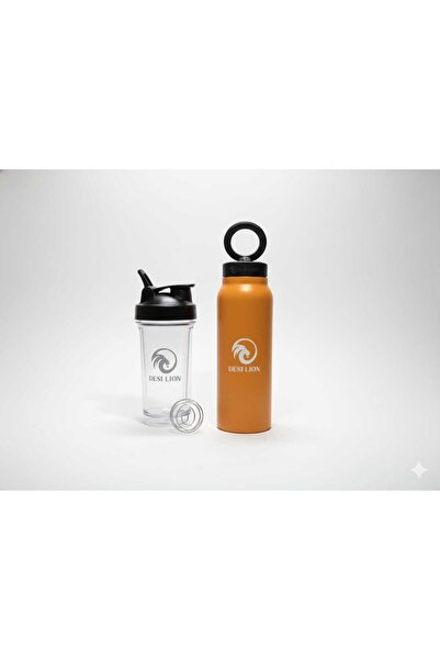 DESI LION 2-in-1 Set 500ml Protein Shaker + 710ml Water Bottle with Magnetic Phone Holder | Stainless Steel