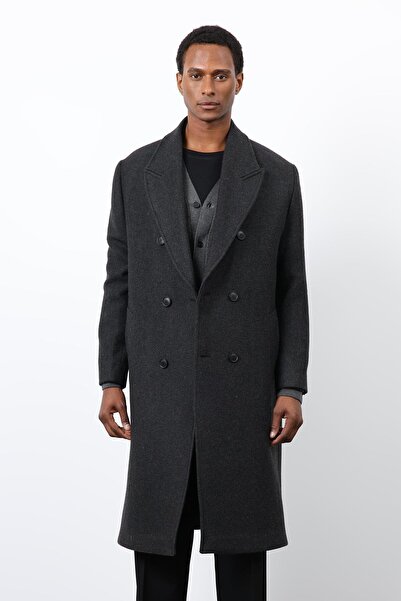 Antioch Anthracite Wool Blended Double Breasted Men's Coat