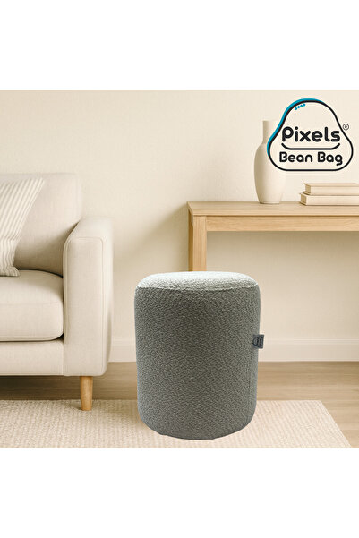 PixelsBeanBag Large round ottoman in boucle fabric from Pixel Bean Bag, for living room and bedroom