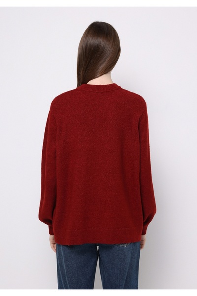 Colin's Regular Fit Round Neck Printed Women's Red Sweater