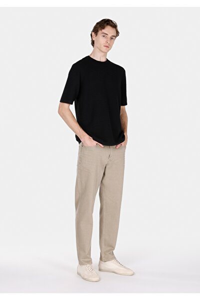 Colin's Ανδρικό μαύρο κοντομάνικο πουλόβερ Comfort Fit με στρογγυλή λαιμόκοψη