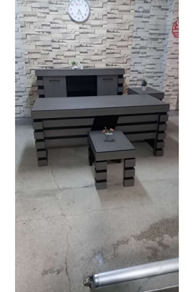 ENG OFİS MOBİLYALARI AKSU MAKAM TAKIMI ANTRASİT GRİ 4 PARÇA KOLTUKSUZ