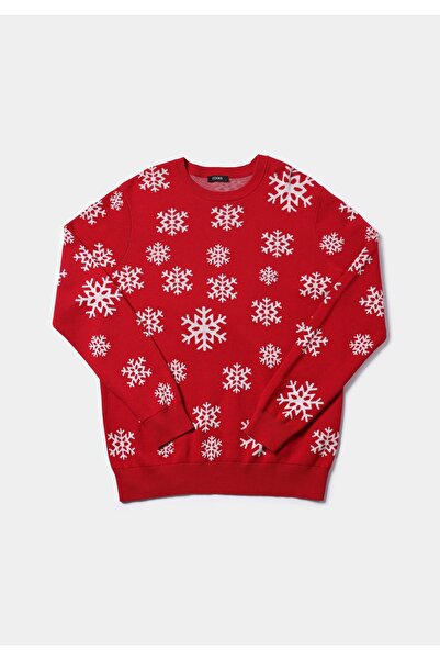 Colin's Regular Fit Round Neck Jacquard Men's Red Sweater