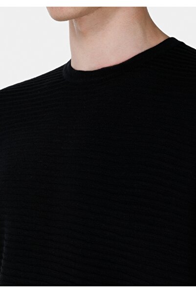 Colin's Ανδρικό μαύρο κοντομάνικο πουλόβερ Comfort Fit με στρογγυλή λαιμόκοψη