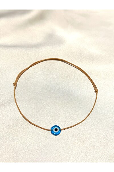 Femenino Mavi Cam Nazar Boncuklu Ayarlanabilir Altın Halhal