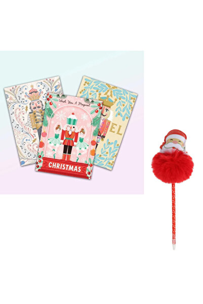 adin tasarım New Year's Notebook Pen Set 2-Piece New Year's Gift Set 2-Piece Santa Claus Ballpoint Pen New Year's Notebook