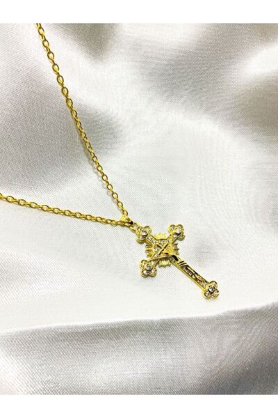 Orygis Jewelry 14 K Zirkon Taşlı Vesper Sanctus Haç Kolye