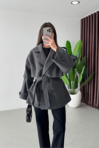 MEECY Κασακάκι με ζώνη oversized Εισαγόμενο μοντέλο Zr