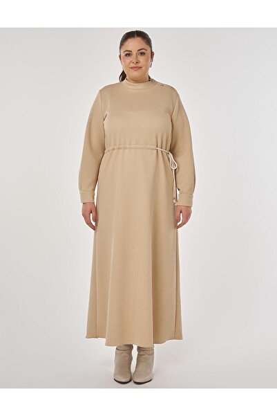 Kayra Φόρεμα με σχέδιο άνετο κοψίματος μπεζ