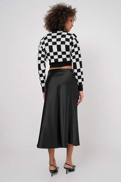 Modamorfo 15806 Satin Skirt - Black