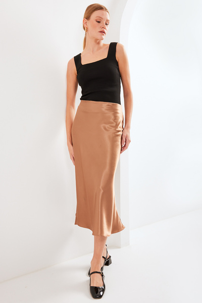 Modamorfo 15806 Satin Skirt - M. Brown