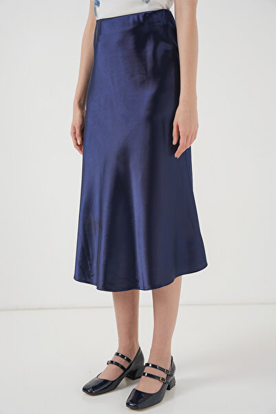 Modamorfo 15806 Satin Skirt - Navy Blue