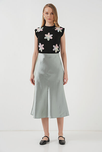 Modamorfo 15806 Satin Skirt - Sage