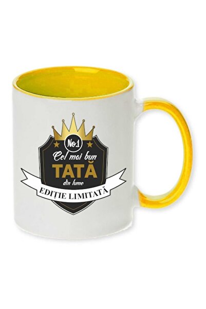 CRD PRINT Personalized mug with print "Best Dad", Yellow, Ceramic, 330 ml -