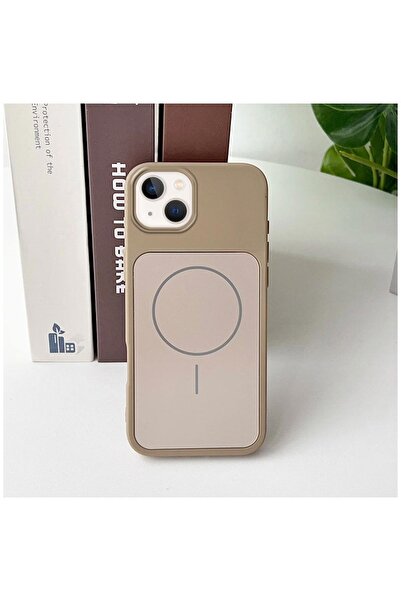 Zebana Apple iPhone 14 Plus Compatible Case Elista M-Safe Silicone Case Desert Titanium