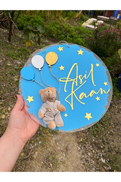 NaturessCo زينة باب غرفة الأطفال في المستشفى على شكل دمية دب وبالون من البليكسي للرضع حديثي الولادة 2