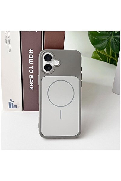 Zebana Apple iPhone 16 Compatible Case Elista M-Safe Silicone Case Gray
