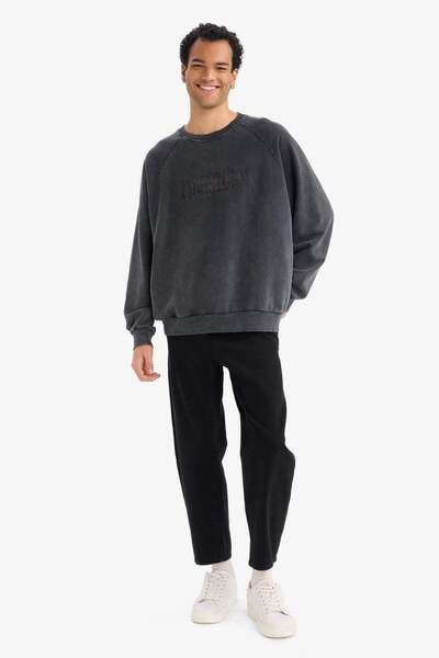DeFacto Φούτερ Boxy Fit Crew Neck με τύπωμα G4353AX25WN