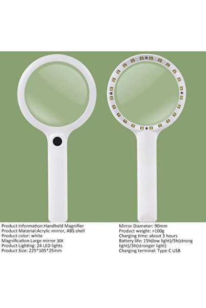 choice2 عدسة مكبرة يدوية قابلة لإعادة الشحن بإضاءة، بقطر 90 مم، تكبير 10/15/3...