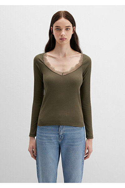 Mavi Long Sleeve Khaki T-Shirt Fitted / Slim Fit 1613851-87538