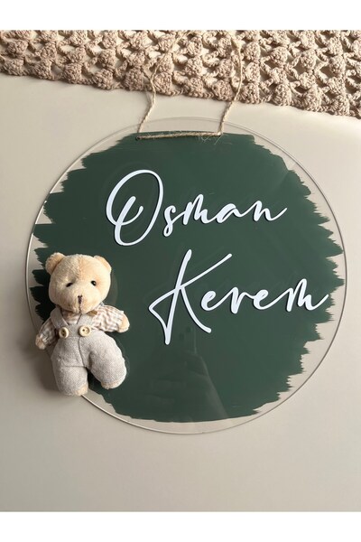 NaturessCo زينة باب غرفة الأطفال في المستشفى على شكل دمية دب من البليكسي جلاس للمواليد الجدد