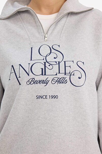 DeFacto Regular Fit Half Zip Printed Sweatshirt G6692Ax25Wn