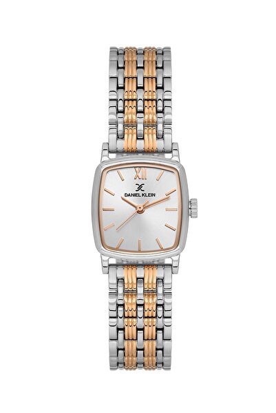 Daniel Klein ساعة نسائية فاخرة من الفولاذ المقاوم للصدأ باللونين الفضي والذهبي الوردي DK.1.14102-6