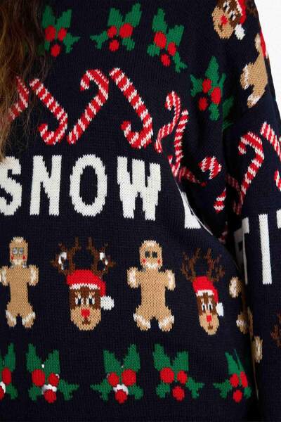 DeFacto Christmas Themed Regular Fit Crew Neck Knitwear Sweater F4386Ax25Cw