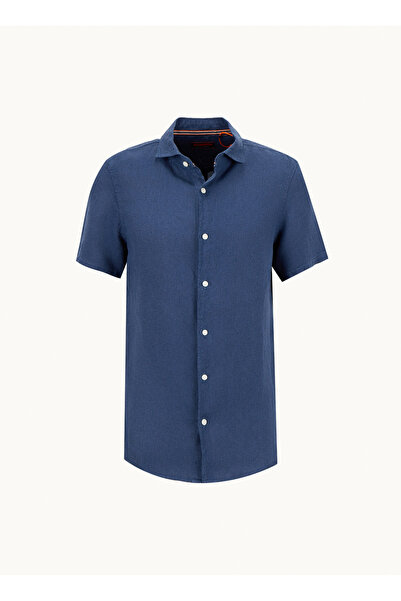SUPERDRY Lacivert Erkek Regular Fit Gömlek VACATION LINEN S/S SHIRT