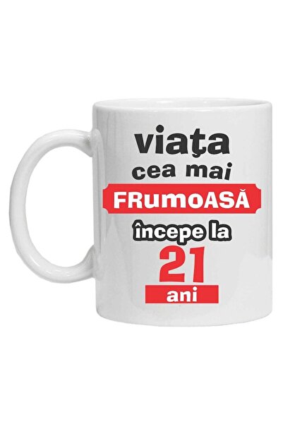 CRD PRINT Personalized mug 'Beautiful life begins at...', 21 years, CRD PRINT, 330ml, white