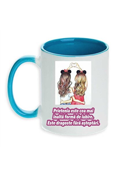 CRD PRINT Personalized Ceramic Mug - 'Friendship is the Highest Form of Love', 330 ml, Blue