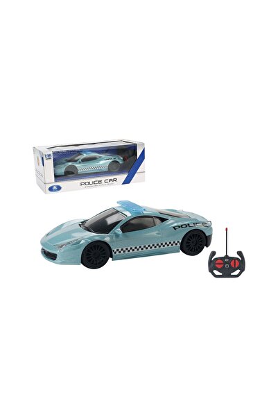 Toysea 1:16 Remote Control Police Car, 4-Way RC Patrol Vehicle with USB Charger, Flashing Lights for Kids