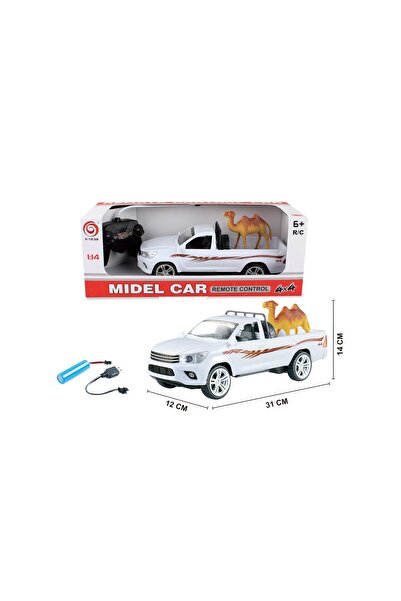 Toysea 1:14 Remote Control Pickup Truck with Light and USB Charger, Rechargeable 4-Way RC Vehicle for Kids