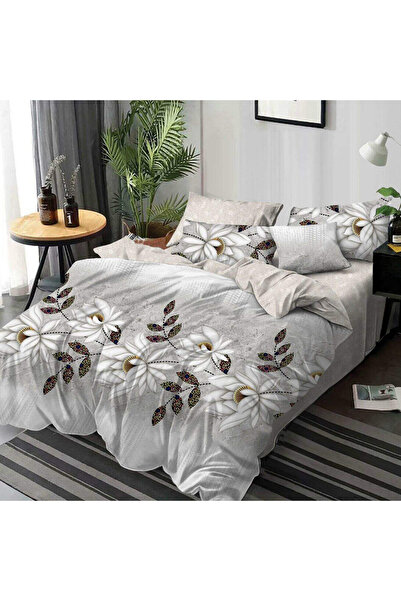 Patul Bubmac Finet Linen, Sulphur, Double Bed, 2 Persons, 6 Pieces - Flower Pattern