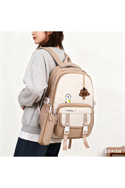 Generic New cute junior and senior high school student backpack, casual simple lightweight dual-shoulder bag