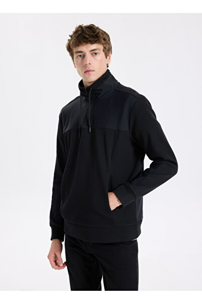 GMG FIRENZE Чорна чоловіча кофта з високим коміром GU25MFW08036