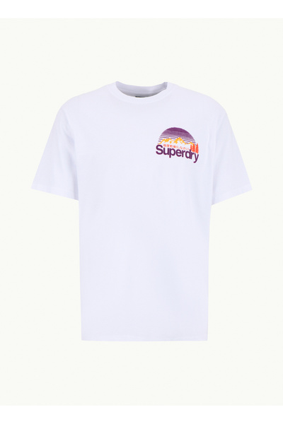 SUPERDRY Beyaz Erkek Regular Fit Baskılı T-Shirt CL GREAT OUTDOORS CHEST TEE