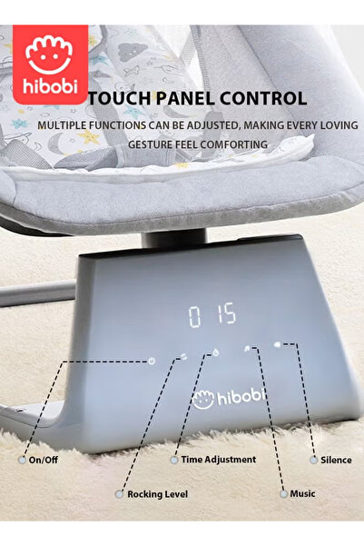 Hibobi Premium Electric Baby Rocker with Bluetooth for Infants, 5-Speed Baby Swing, Music & Comfort
