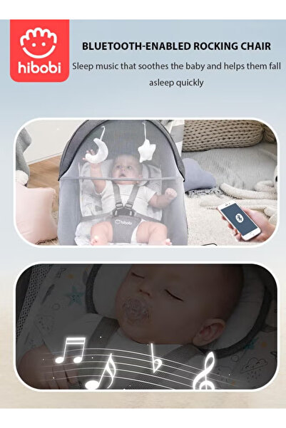 Hibobi Premium Electric Baby Rocker with Bluetooth for Infants, 5-Speed Baby Swing, Music & Comfort