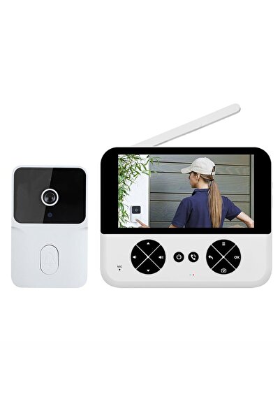 Generic Wireless Video Doorbell Camera 4.3 Inch Screen Night Vision 2 Way Audio Rechargeable Home Security